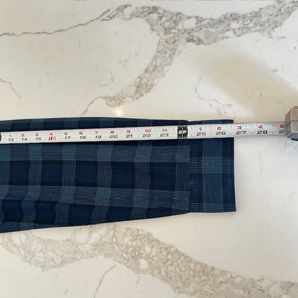 EXPRESS Men's Blue Plaid Cotton Slim Button Down Dress Shirt Size L Tall - Picture 3 of 9